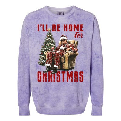 ILl Be Home For Christmas Holiday Xmas Donald Trump Colorblast Crewneck Sweatshirt