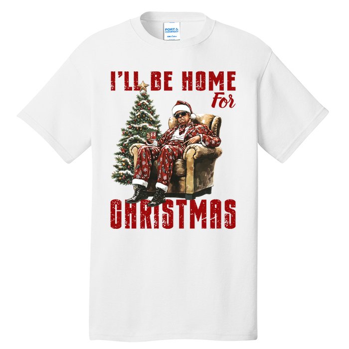 ILl Be Home For Christmas Holiday Xmas Donald Trump Tall T-Shirt