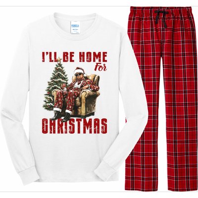 ILl Be Home For Christmas Holiday Xmas Donald Trump Long Sleeve Pajama Set