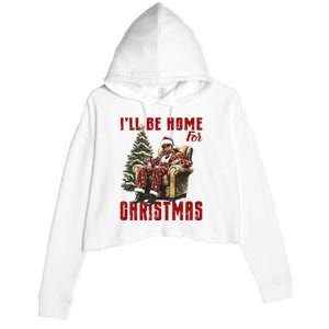 ILl Be Home For Christmas Holiday Xmas Donald Trump Crop Fleece Hoodie