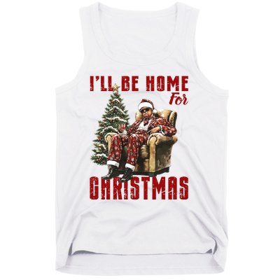 ILl Be Home For Christmas Holiday Xmas Donald Trump Tank Top