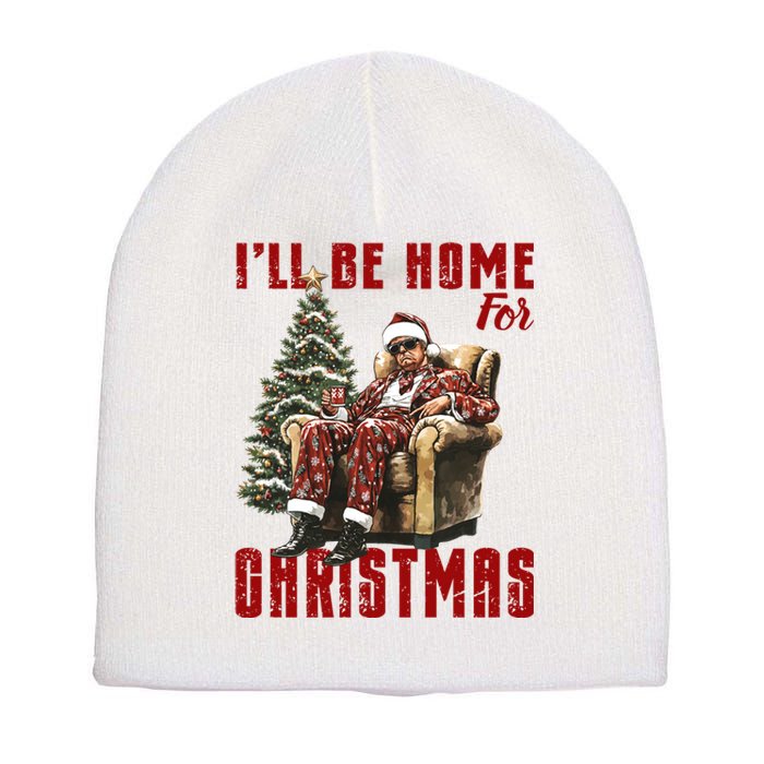 ILl Be Home For Christmas Holiday Xmas Donald Trump Short Acrylic Beanie