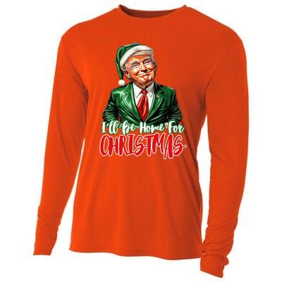 ILl Be Home For Christmas Xmas Trump Pajamas Holiday Santa Gift Cooling Performance Long Sleeve Crew