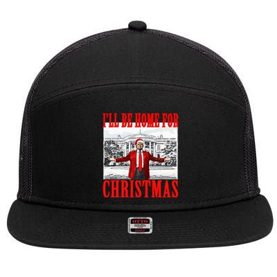 Ill Be Home For Christmas Funny Donald Trump 7 Panel Mesh Trucker Snapback Hat