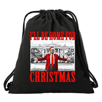 Ill Be Home For Christmas Funny Donald Trump Drawstring Bag