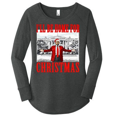 Ill Be Home For Christmas Funny Donald Trump Women's Perfect Tri Tunic Long Sleeve Shirt