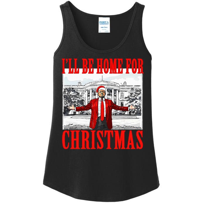 Ill Be Home For Christmas Funny Donald Trump Ladies Essential Tank