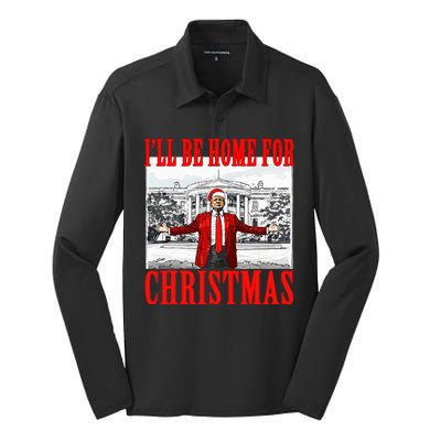 Ill Be Home For Christmas Funny Donald Trump Silk Touch Performance Long Sleeve Polo