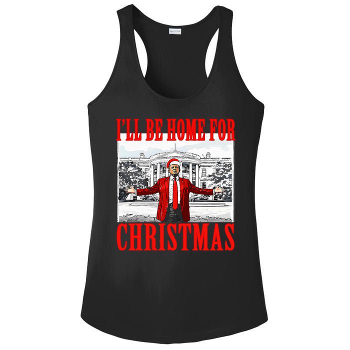 Ill Be Home For Christmas Funny Donald Trump Ladies PosiCharge Competitor Racerback Tank