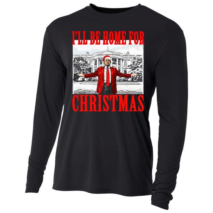 Ill Be Home For Christmas Funny Donald Trump Cooling Performance Long Sleeve Crew