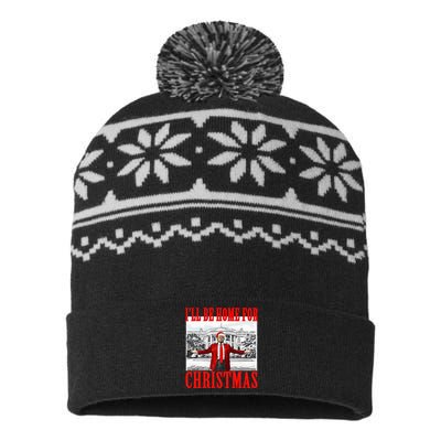 Ill Be Home For Christmas Funny Donald Trump USA-Made Snowflake Beanie