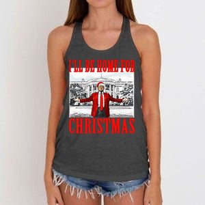 Ill Be Home For Christmas Funny Donald Trump Women's Knotted Racerback Tank