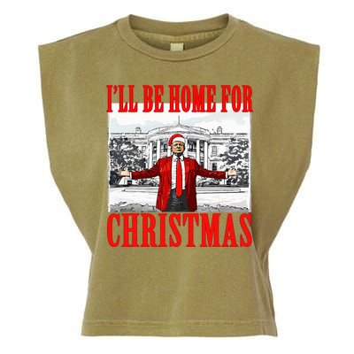 Ill Be Home For Christmas Funny Donald Trump Garment-Dyed Women's Muscle Tee