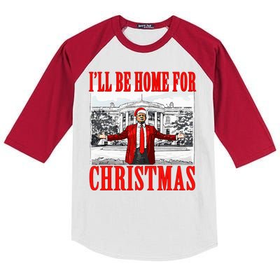 Ill Be Home For Christmas Funny Donald Trump Kids Colorblock Raglan Jersey