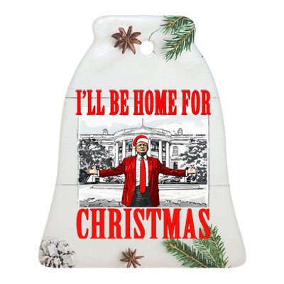 Ill Be Home For Christmas Funny Donald Trump Ceramic Bell Ornament