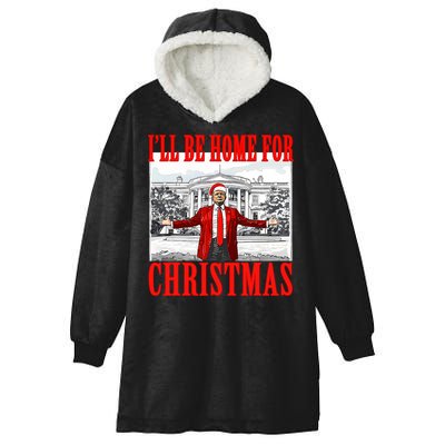 ILl Be Home For Christmas Santa Funny Trump Xmas Pajamas Hooded Wearable Blanket