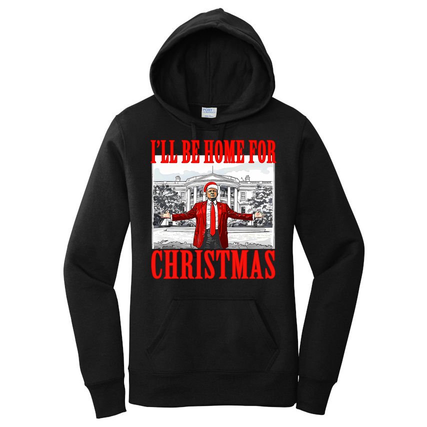 ILl Be Home For Christmas Santa Funny Trump Xmas Pajamas Women's Pullover Hoodie