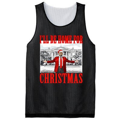 ILl Be Home For Christmas Santa Funny Trump Xmas Pajamas Mesh Reversible Basketball Jersey Tank