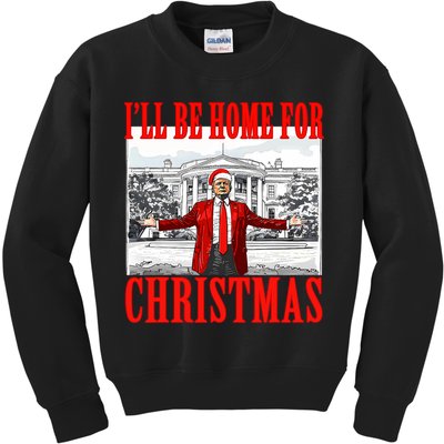 ILl Be Home For Christmas Santa Funny Trump Xmas Pajamas Kids Sweatshirt