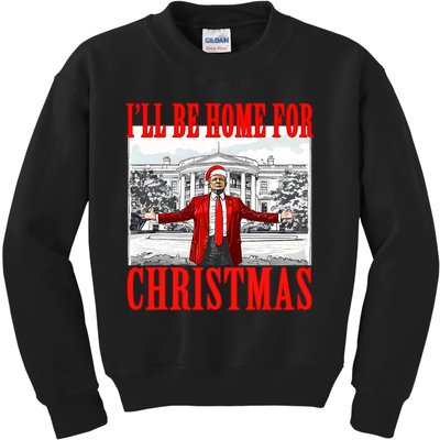 ILl Be Home For Christmas Santa Funny Trump Xmas Pajamas Kids Sweatshirt