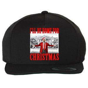 ILl Be Home For Christmas Santa Funny Trump Xmas Pajamas Wool Snapback Cap