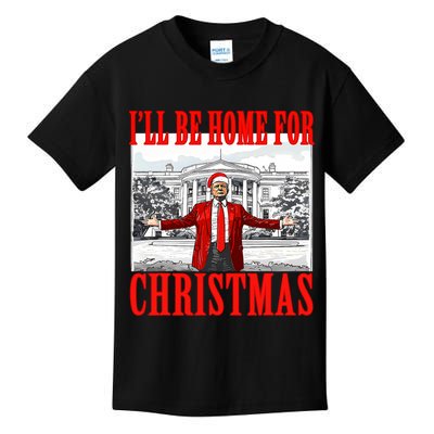 ILl Be Home For Christmas Santa Funny Trump Xmas Pajamas Kids T-Shirt