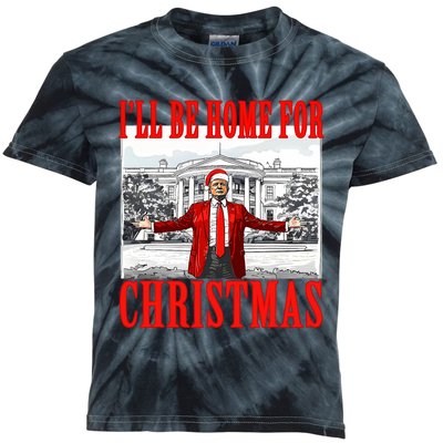 ILl Be Home For Christmas Santa Funny Trump Xmas Pajamas Kids Tie-Dye T-Shirt