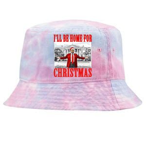 ILl Be Home For Christmas Santa Funny Trump Xmas Pajamas Tie-Dyed Bucket Hat