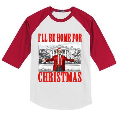 ILl Be Home For Christmas Santa Funny Trump Xmas Pajamas Kids Colorblock Raglan Jersey