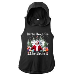 ILl Be Home For Christmas Funny Santa Claus Trump 2024 Ladies PosiCharge Tri-Blend Wicking Draft Hoodie Tank