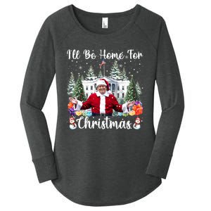 ILl Be Home For Christmas Funny Santa Claus Trump 2024 Women's Perfect Tri Tunic Long Sleeve Shirt