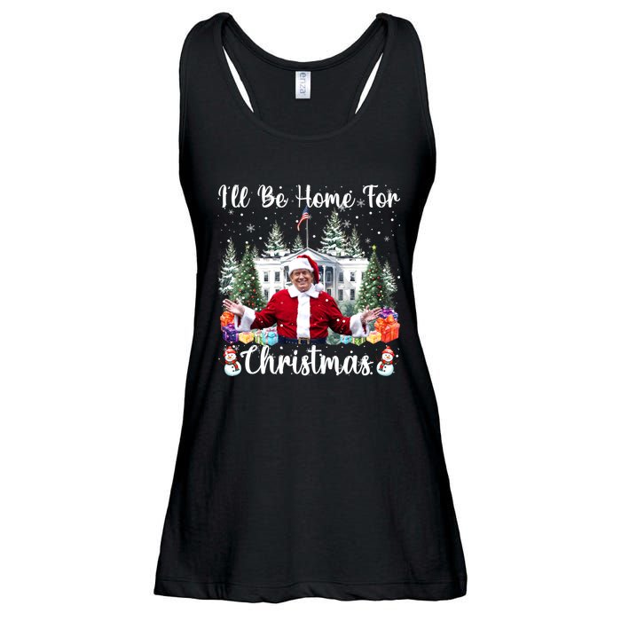 ILl Be Home For Christmas Funny Santa Claus Trump 2024 Ladies Essential Flowy Tank