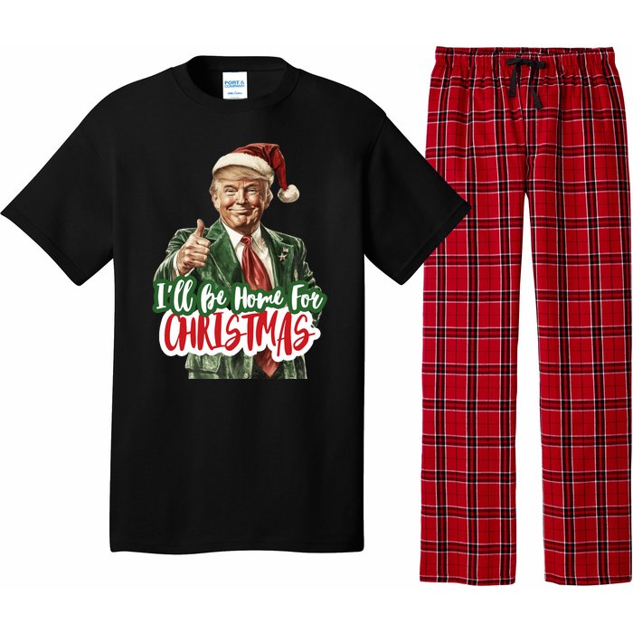 ILl Be Home For Christmas Funny Santa Claus Trump 2024 Pajama Set