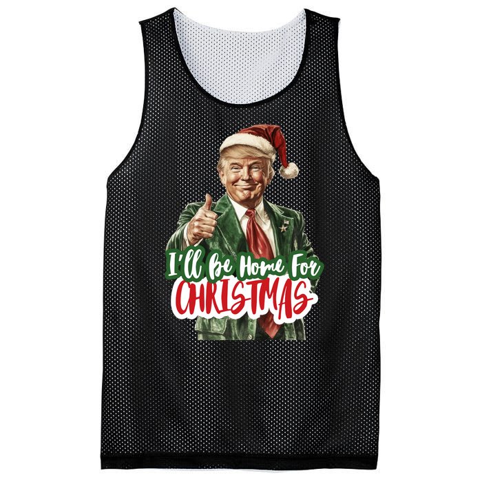 ILl Be Home For Christmas Funny Santa Claus Trump 2024 Mesh Reversible Basketball Jersey Tank