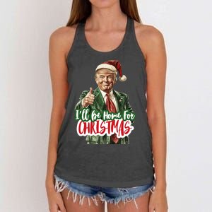 ILl Be Home For Christmas Funny Santa Claus Trump 2024 Women's Knotted Racerback Tank