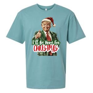 ILl Be Home For Christmas Funny Santa Claus Trump 2024 Sueded Cloud Jersey T-Shirt