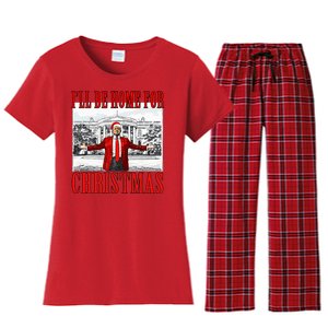 Ill Be Home For Christmas Donald Trump 2024 Election Women's Flannel Pajama Set