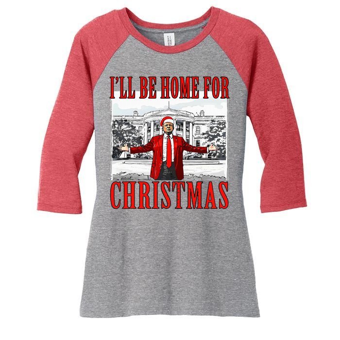 Ill Be Home For Christmas Donald Trump 2024 Election Women's Tri-Blend 3/4-Sleeve Raglan Shirt