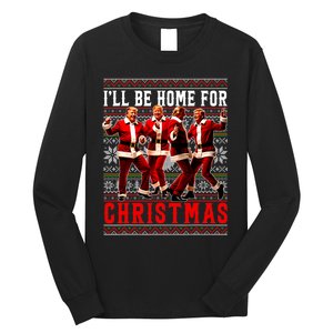 ILl Be Home For Christmas Santa Trump Ugly Christmas Sweate Long Sleeve Shirt