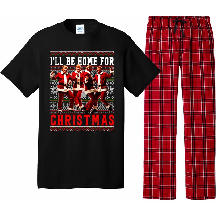 ILl Be Home For Christmas Santa Trump Ugly Christmas Sweate Pajama Set