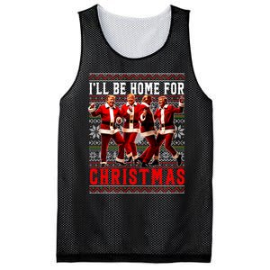 ILl Be Home For Christmas Santa Trump Ugly Christmas Sweate Mesh Reversible Basketball Jersey Tank