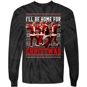 ILl Be Home For Christmas Santa Trump Ugly Christmas Sweate Tie-Dye Long Sleeve Shirt