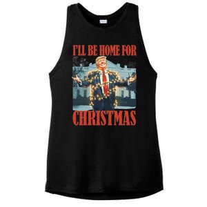 ILl Be Home For Christmas Santa Funny Trump Xmas Pajamas Ladies PosiCharge Tri-Blend Wicking Tank