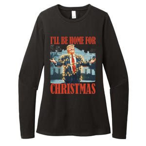 ILl Be Home For Christmas Santa Funny Trump Xmas Pajamas Womens CVC Long Sleeve Shirt