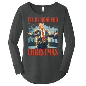 ILl Be Home For Christmas Santa Funny Trump Xmas Pajamas Women's Perfect Tri Tunic Long Sleeve Shirt