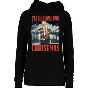 ILl Be Home For Christmas Santa Funny Trump Xmas Pajamas Womens Funnel Neck Pullover Hood