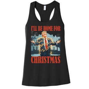 ILl Be Home For Christmas Santa Funny Trump Xmas Pajamas Women's Racerback Tank