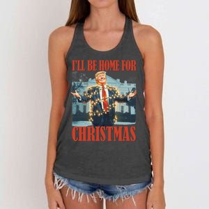 ILl Be Home For Christmas Santa Funny Trump Xmas Pajamas Women's Knotted Racerback Tank