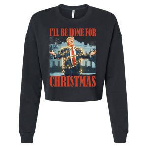 ILl Be Home For Christmas Santa Funny Trump Xmas Pajamas Cropped Pullover Crew