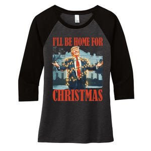 ILl Be Home For Christmas Santa Funny Trump Xmas Pajamas Women's Tri-Blend 3/4-Sleeve Raglan Shirt